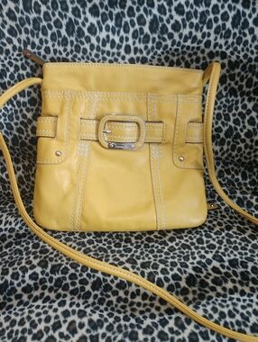 Tignanello Mustard Yellow Crossbody with Buckle Accent